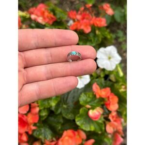 Sterling Silver Oxidized Adjustable Toe Ring with Simulated Turquoise